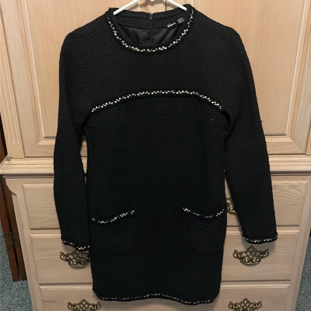 Tweed trimmed dress